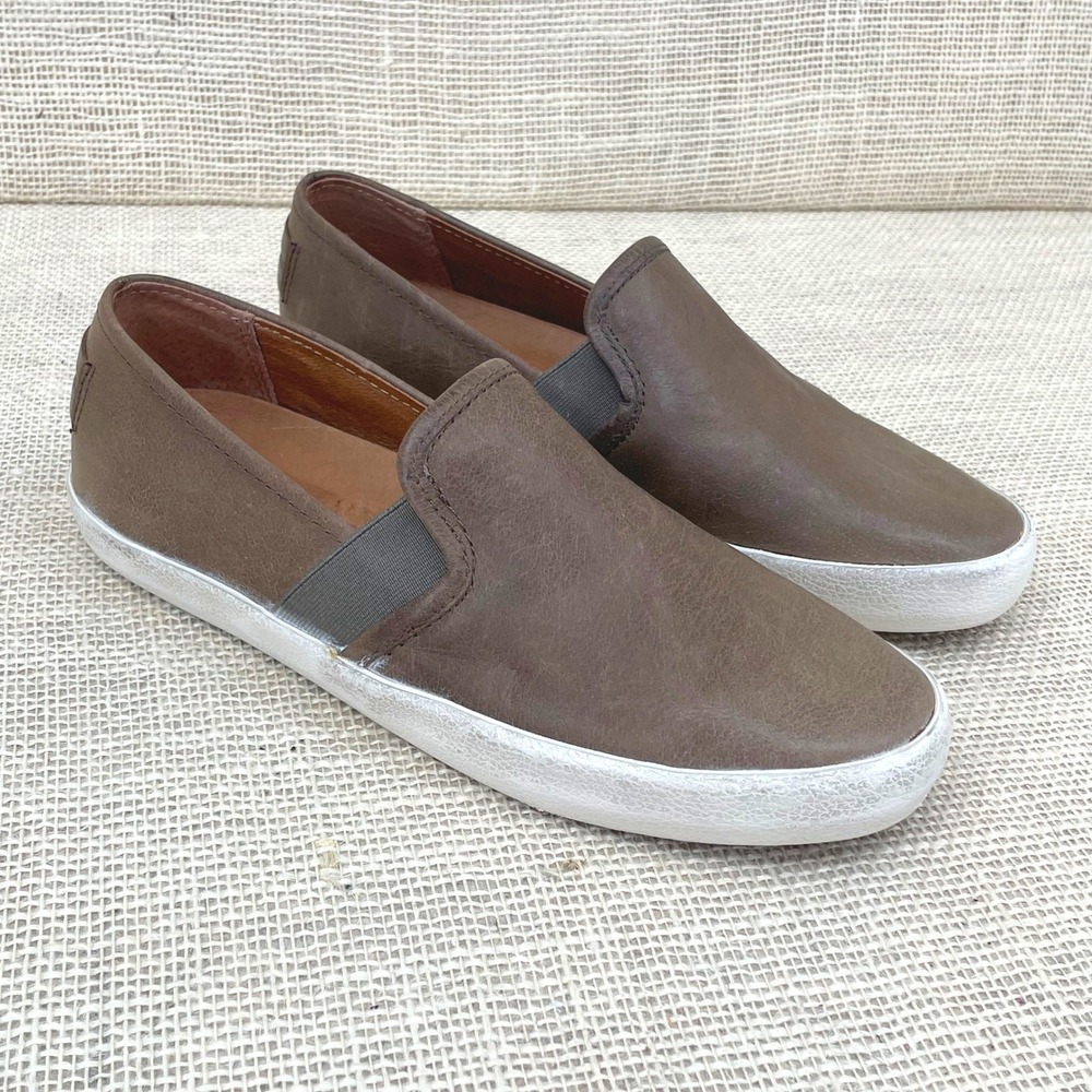 Frye Melanie Slip On Sneakers Ash Brown Leather Low Top Shoes 3479264-ASH 7.5M